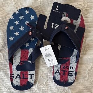 Izod Navy, Red & White Men's Americana Flip Flops